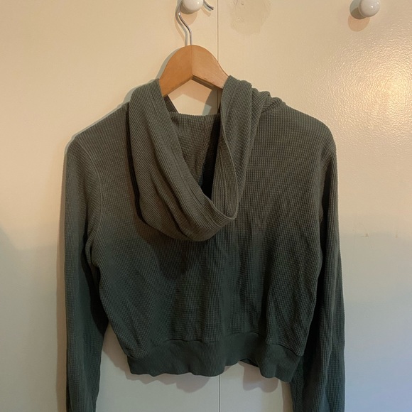 Forest green TNA Waffle Zip-up Hoodie, size M - Picture 3 of 3